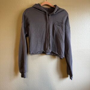 Tahoe True Purple Gray Cropped Hoodie Sweater